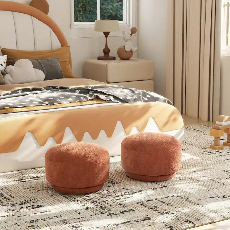 Fuji 15 Pouf Ottoman en fausse fourrure Sherpa Champignon
