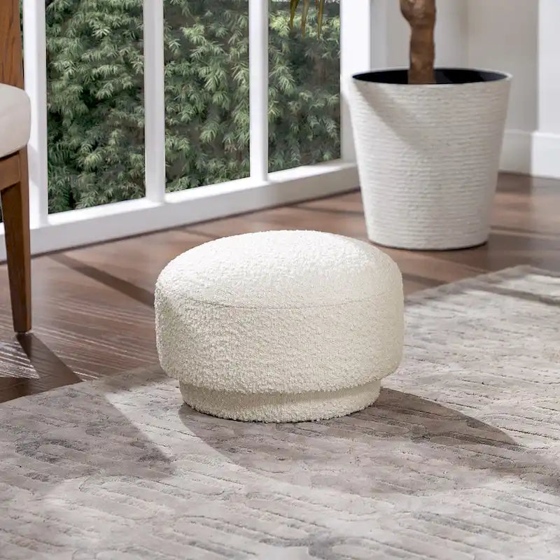 Fuji 15 Pouf Ottoman en fausse fourrure Sherpa Champignon