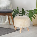 Adeco Pouf rembourré rond et moderne avec repose-pieds