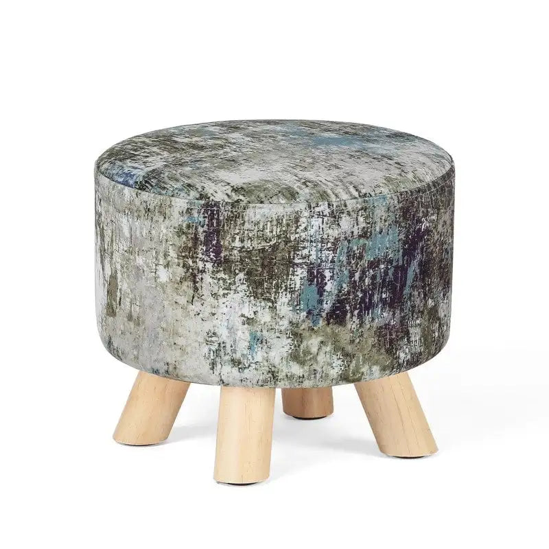 Adeco Pouf rembourré rond et moderne avec repose-pieds