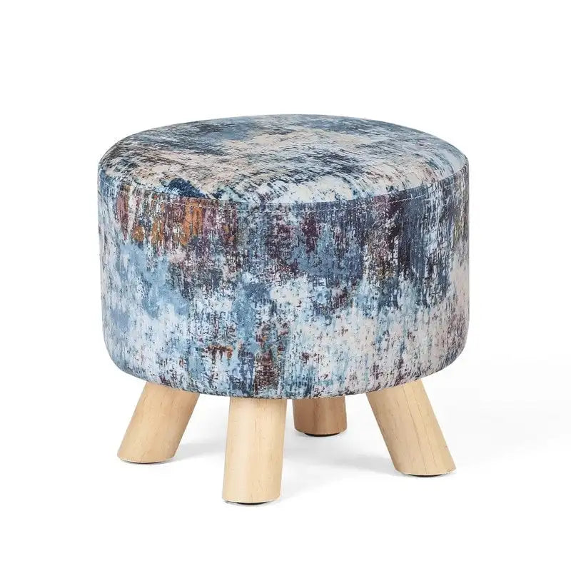 Adeco Pouf rembourré rond et moderne avec repose-pieds
