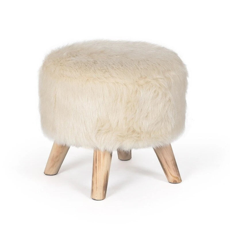 Adeco Pouf rembourré rond et moderne avec repose-pieds