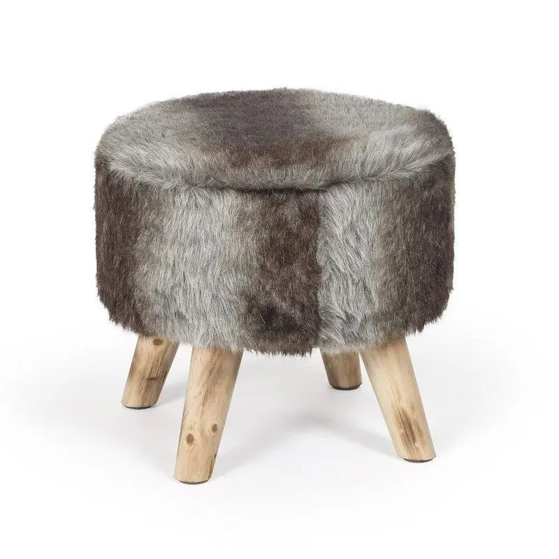 Adeco Pouf rembourré rond et moderne avec repose-pieds