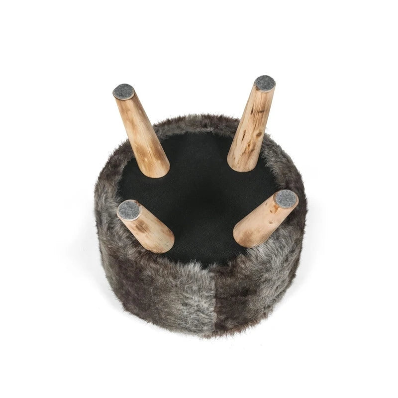 Adeco Pouf rembourré rond et moderne avec repose-pieds