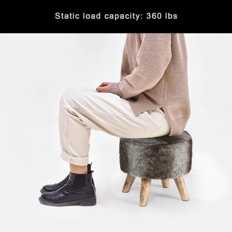 Adeco Pouf rembourré rond et moderne avec repose-pieds
