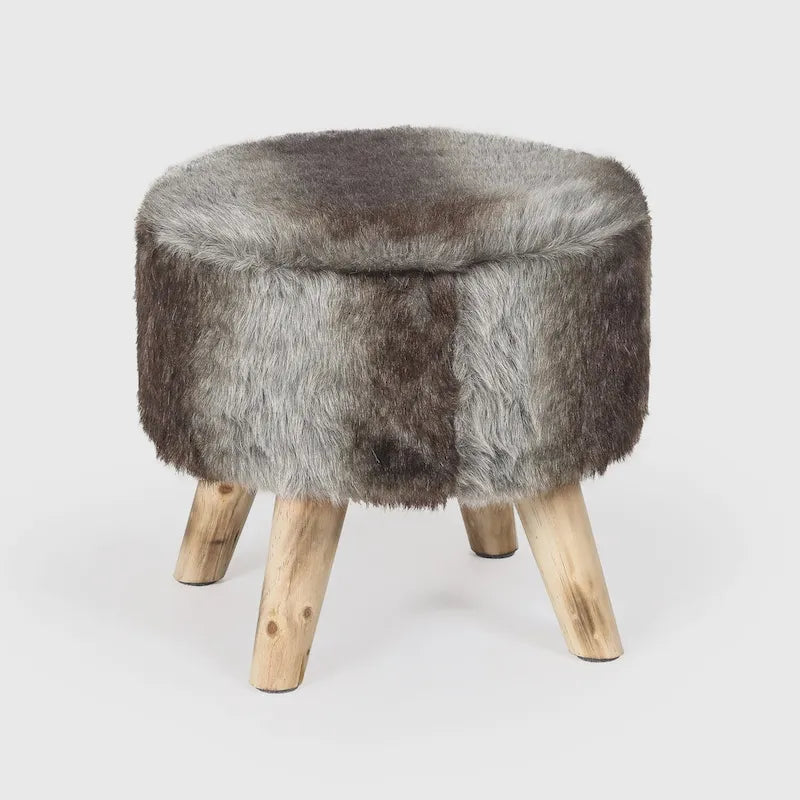 Adeco Pouf rembourré rond et moderne avec repose-pieds