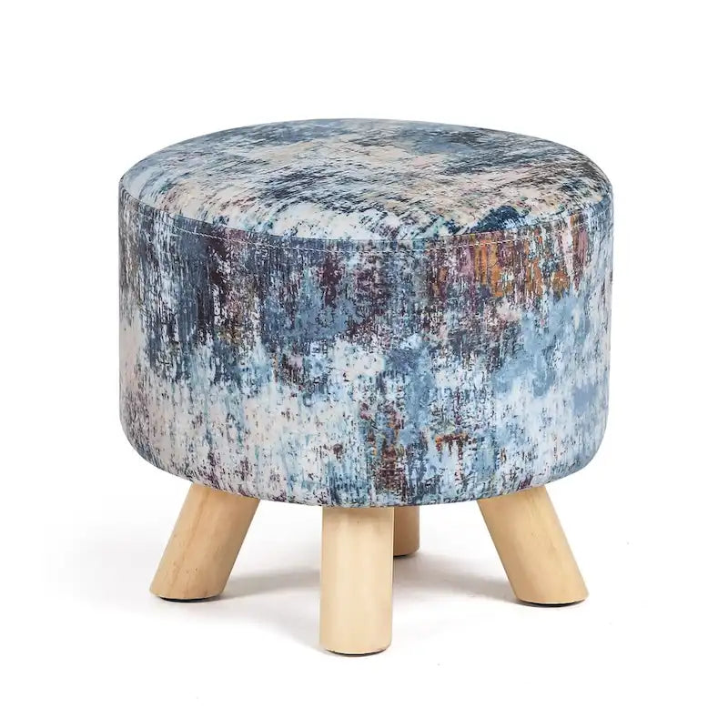 Adeco Pouf rembourré rond et moderne avec repose-pieds
