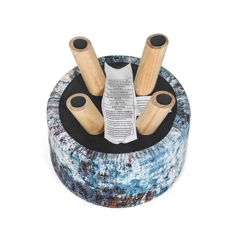 Adeco Pouf rembourré rond et moderne avec repose-pieds