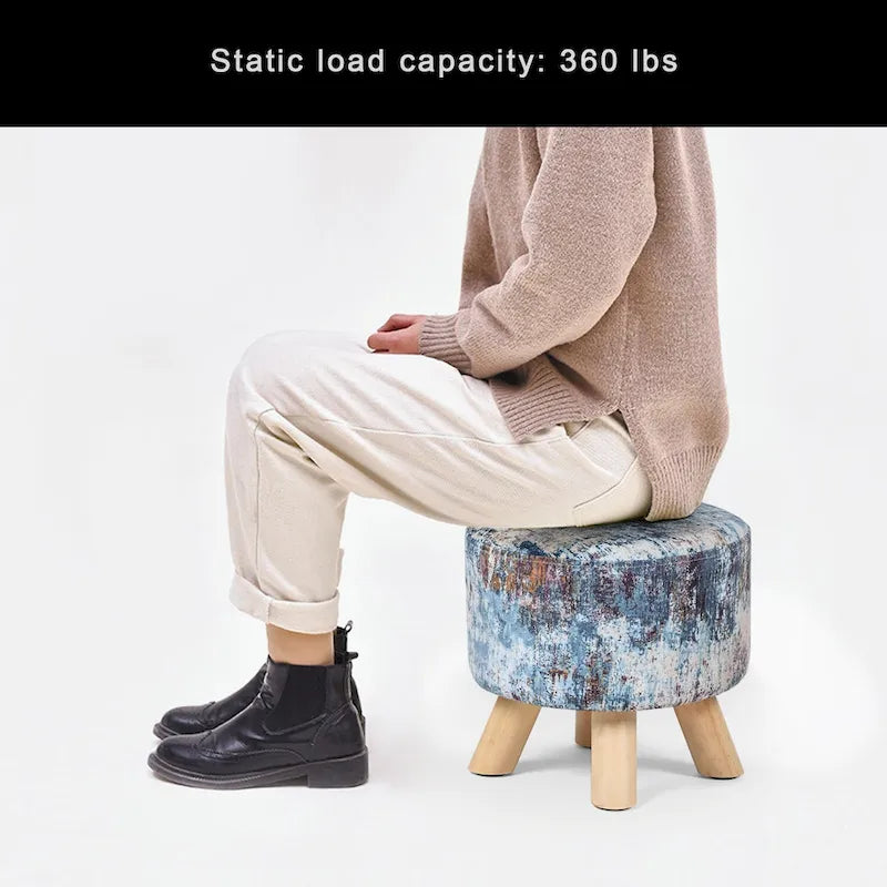 Adeco Pouf rembourré rond et moderne avec repose-pieds