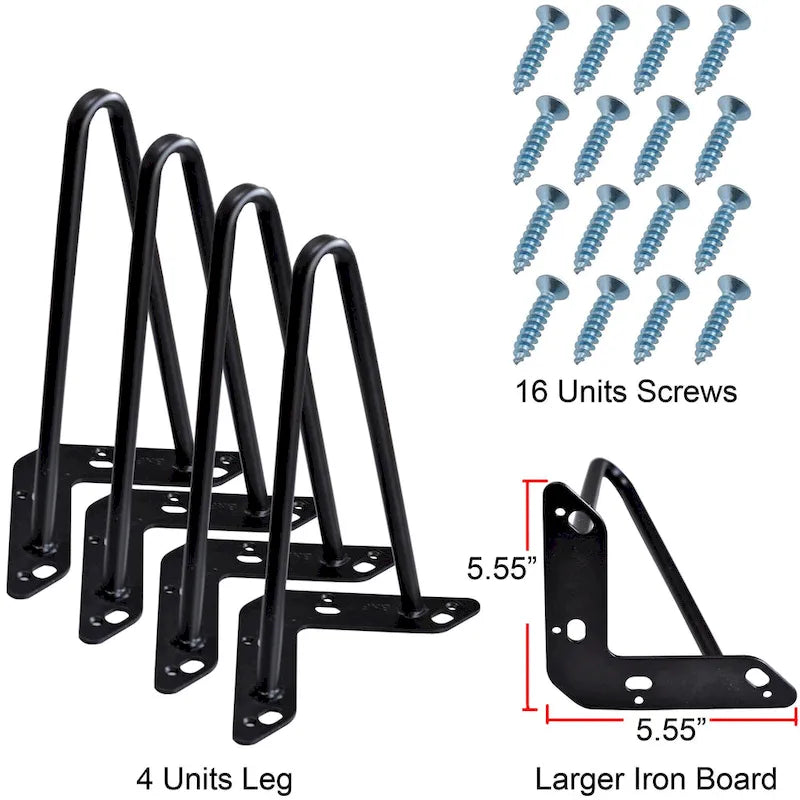 Pieds de Meuble Épingle à Cheveux Métal Lot de 4