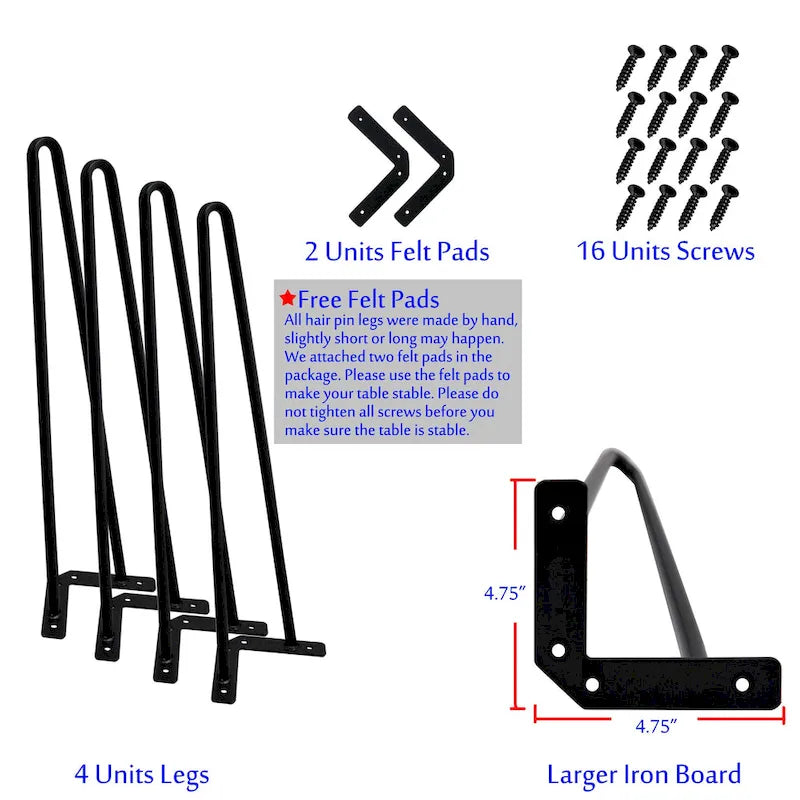 Pieds de Meuble Épingle à Cheveux Métal Lot de 4