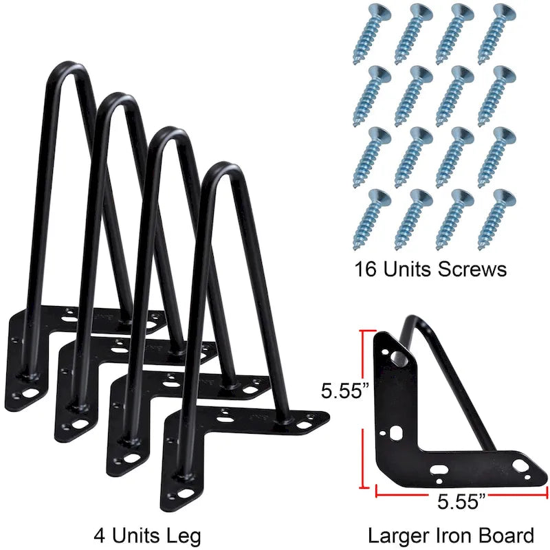 Pieds de Meuble Épingle à Cheveux Métal Lot de 4