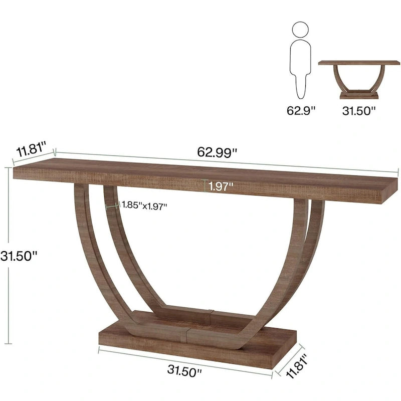 Console d'entrée de ferme, table de canapé de 160 cm pour l'entrée