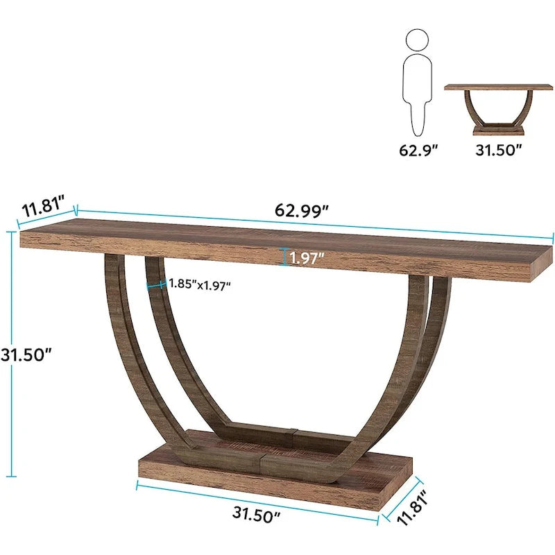 Console d'entrée de ferme, table de canapé de 160 cm pour l'entrée