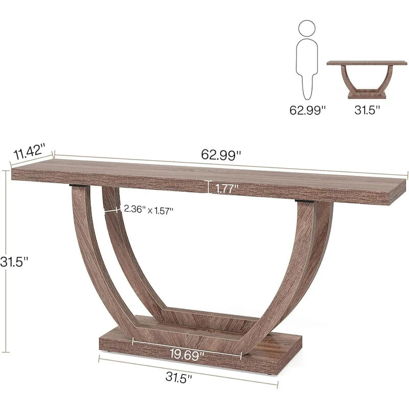 Console d'entrée de ferme, table de canapé de 160 cm pour l'entrée