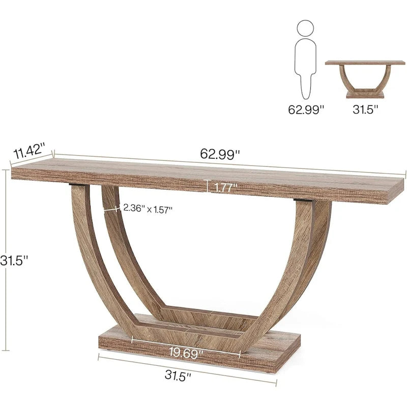 Console d'entrée de ferme, table de canapé de 160 cm pour l'entrée