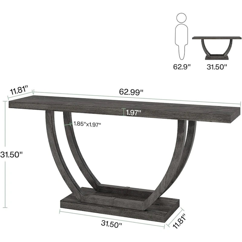 Console d'entrée de ferme, table de canapé de 160 cm pour l'entrée