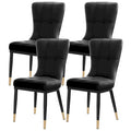 Lot de 4 chaises de salle à manger en similicuir avec motif à carreaux