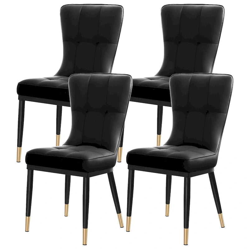 Lot de 4 chaises de salle à manger en similicuir avec motif à carreaux