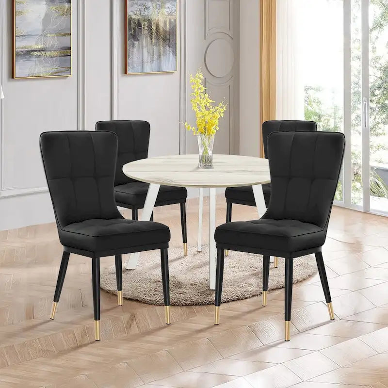 Lot de 4 chaises de salle à manger en similicuir avec motif à carreaux