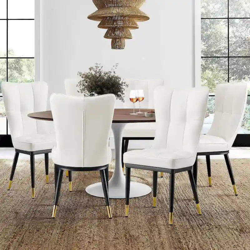 Lot de 4 chaises de salle à manger en similicuir avec motif à carreaux