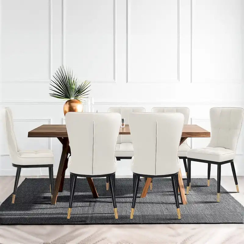 Lot de 4 chaises de salle à manger en similicuir avec motif à carreaux