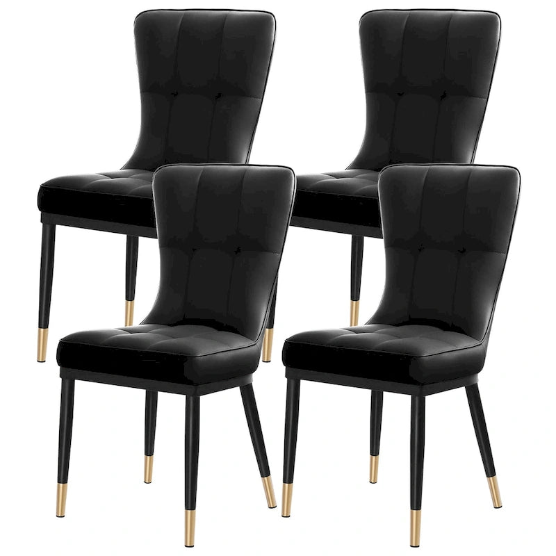 Lot de 4 chaises de salle à manger en similicuir avec motif à carreaux