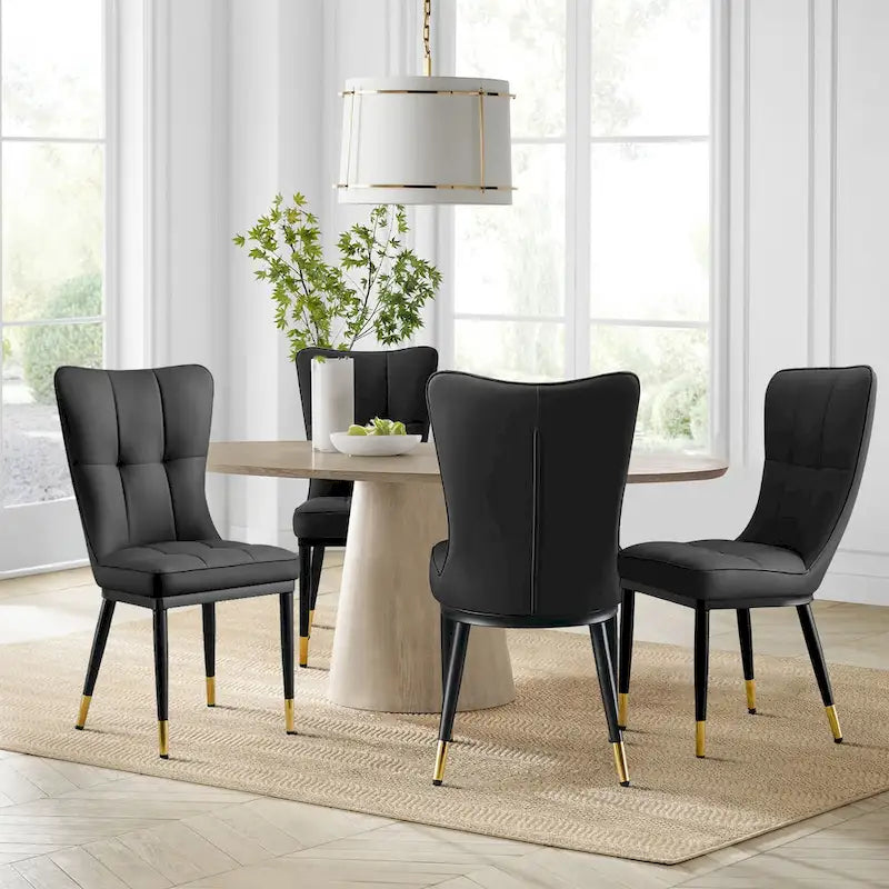 Lot de 4 chaises de salle à manger en similicuir avec motif à carreaux