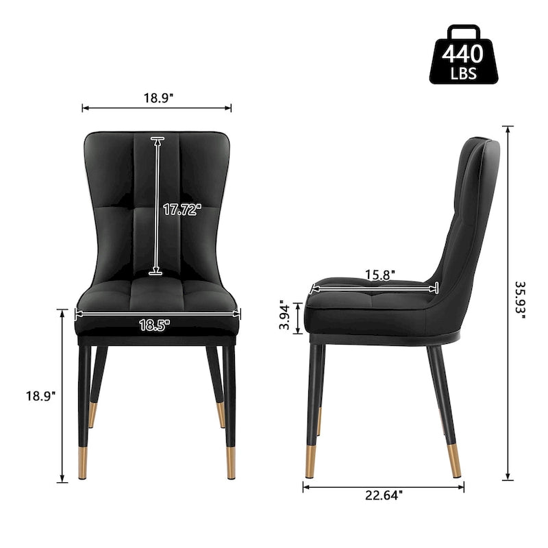 Lot de 4 chaises de salle à manger en similicuir avec motif à carreaux