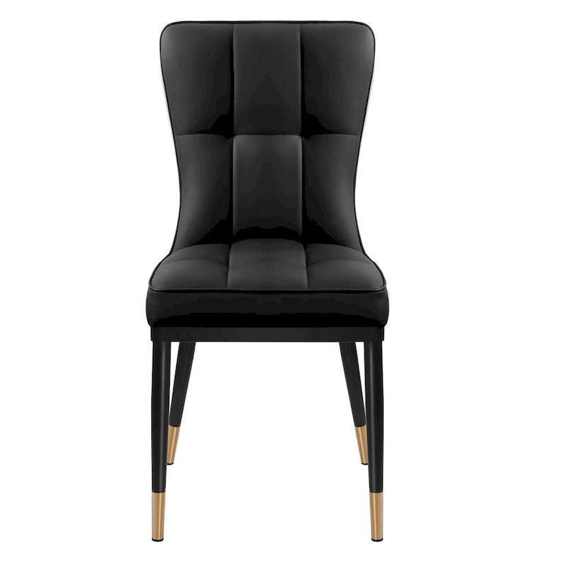 Lot de 4 chaises de salle à manger en similicuir avec motif à carreaux