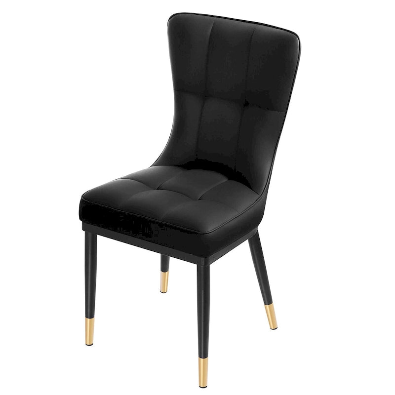 Lot de 4 chaises de salle à manger en similicuir avec motif à carreaux