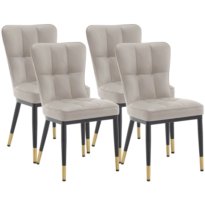 Lot de 4 chaises de salle à manger en similicuir avec motif à carreaux