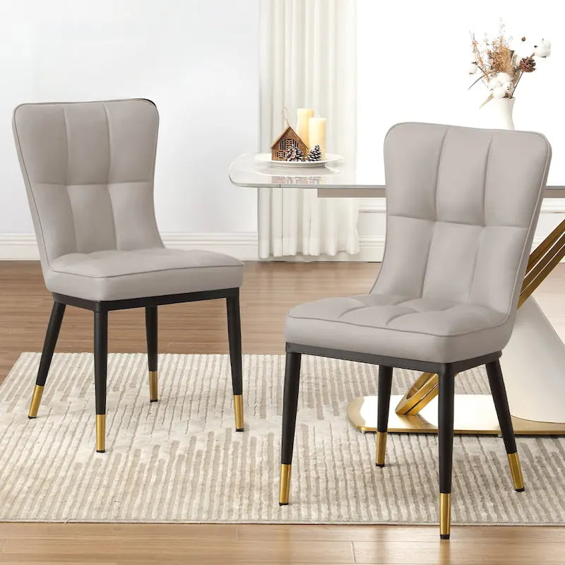 Lot de 4 chaises de salle à manger en similicuir avec motif à carreaux