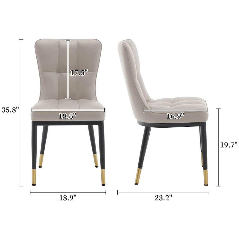 Lot de 4 chaises de salle à manger en similicuir avec motif à carreaux