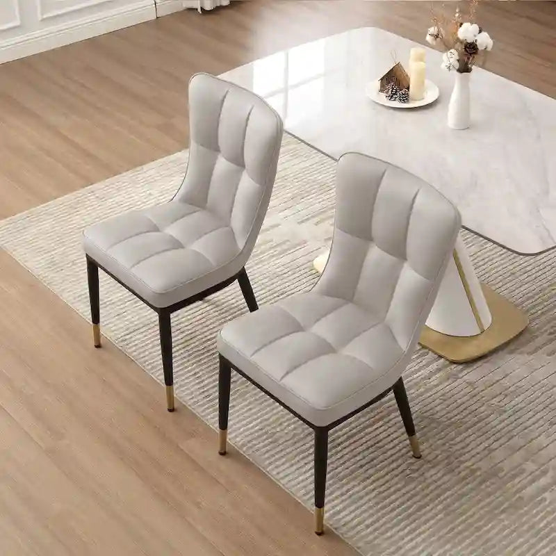 Lot de 4 chaises de salle à manger en similicuir avec motif à carreaux