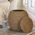 Table d'appoint avec panier de rangement en osier tressé à la main Household Essentials - 17,0 L x 17,0 l x 19,0 H
