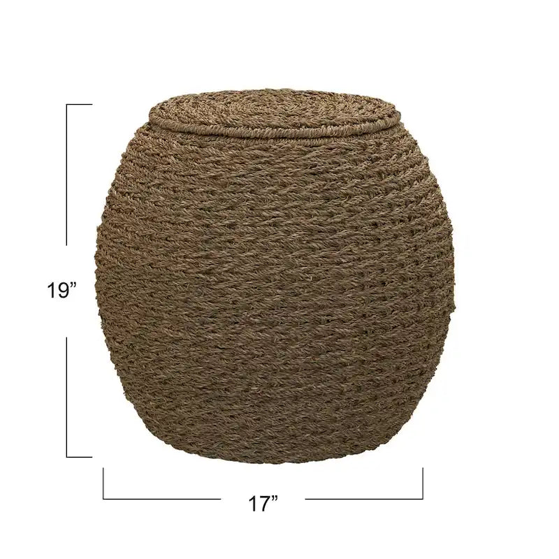 Table d'appoint avec panier de rangement en osier tressé à la main Household Essentials - 17,0 L x 17,0 l x 19,0 H