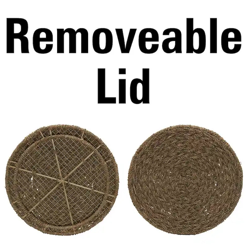 Table d'appoint avec panier de rangement en osier tressé à la main Household Essentials - 17,0 L x 17,0 l x 19,0 H