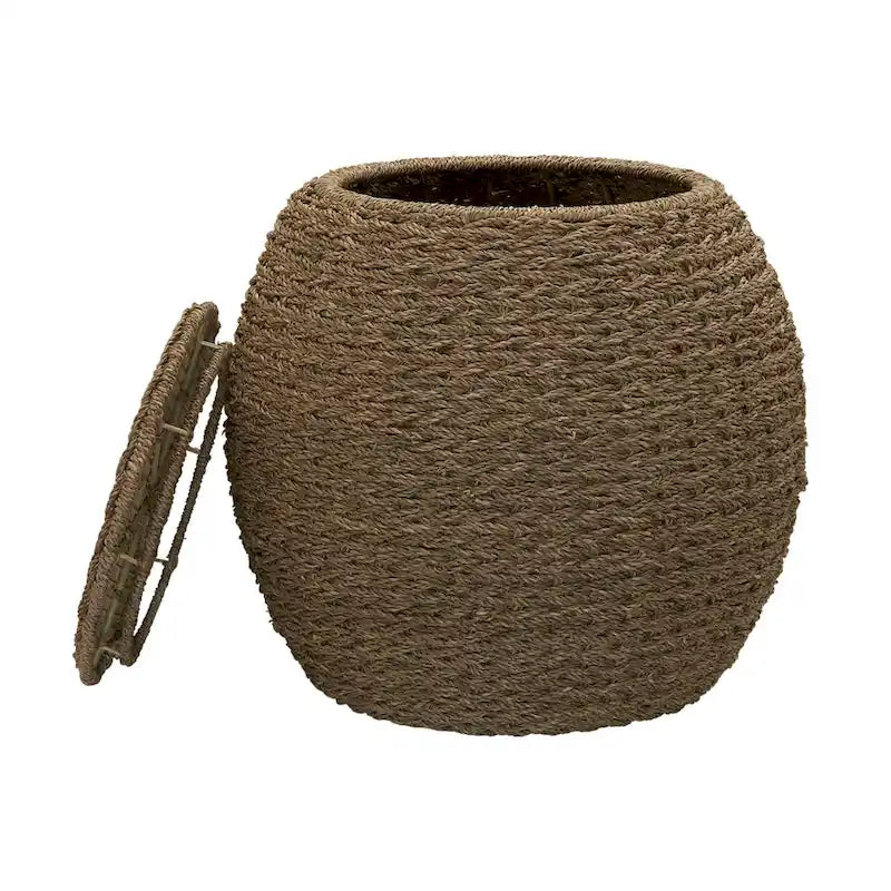 Table d'appoint avec panier de rangement en osier tressé à la main Household Essentials - 17,0 L x 17,0 l x 19,0 H