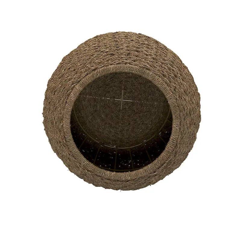Table d'appoint avec panier de rangement en osier tressé à la main Household Essentials - 17,0 L x 17,0 l x 19,0 H