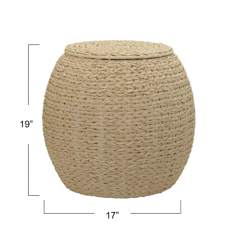 Table d'appoint avec panier de rangement en osier tressé à la main Household Essentials - 17,0 L x 17,0 l x 19,0 H