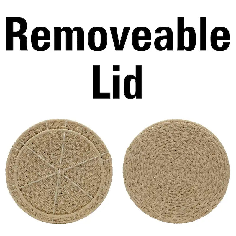 Table d'appoint avec panier de rangement en osier tressé à la main Household Essentials - 17,0 L x 17,0 l x 19,0 H