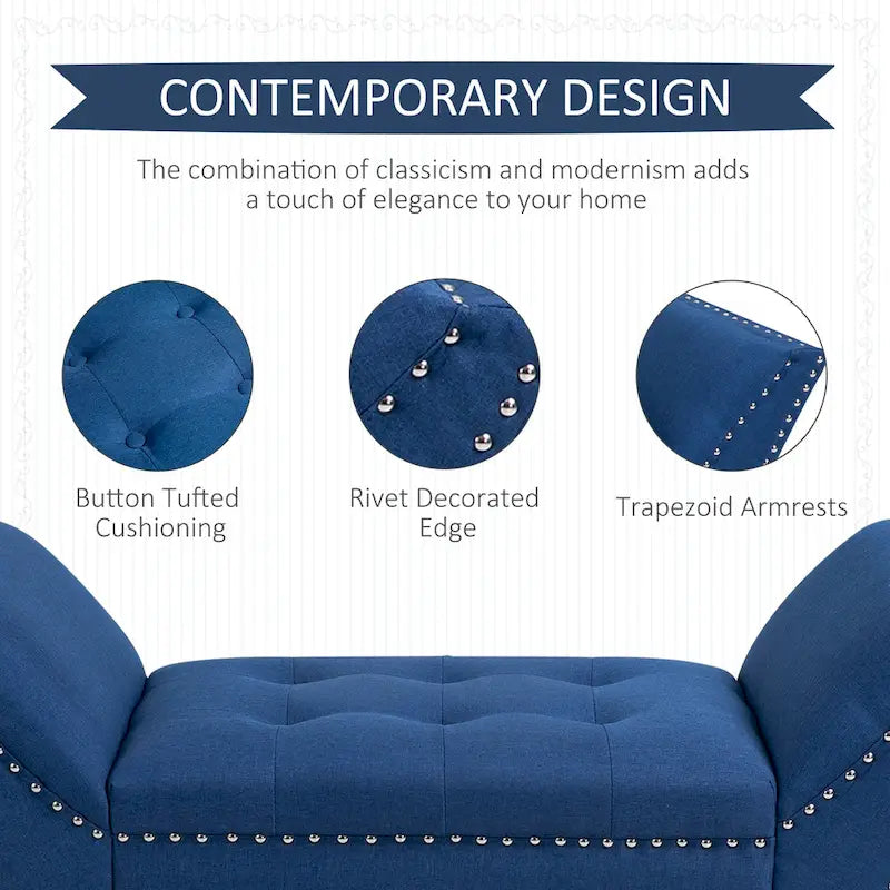 Banc d'appoint/ottoman capitonné en tissu, style moderne, pour chambre à coucher ou salon, par HOMCOM