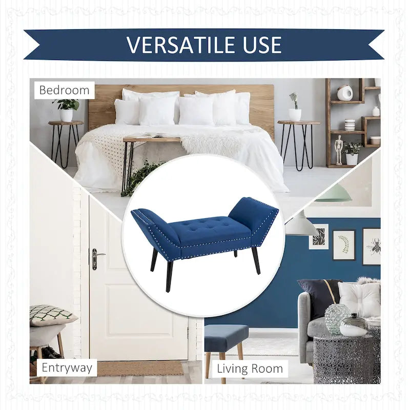 Banc d'appoint/ottoman capitonné en tissu, style moderne, pour chambre à coucher ou salon, par HOMCOM