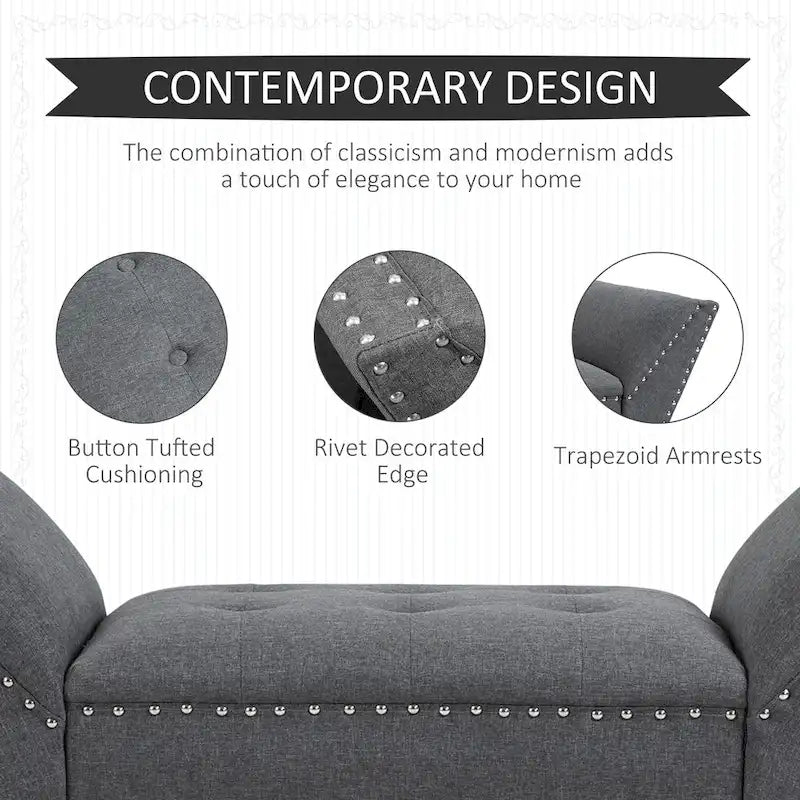 Banc d'appoint/ottoman capitonné en tissu, style moderne, pour chambre à coucher ou salon, par HOMCOM