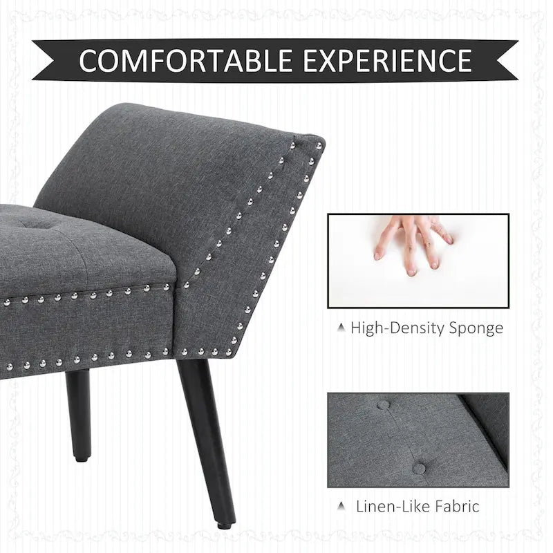 Banc d'appoint/ottoman capitonné en tissu, style moderne, pour chambre à coucher ou salon, par HOMCOM