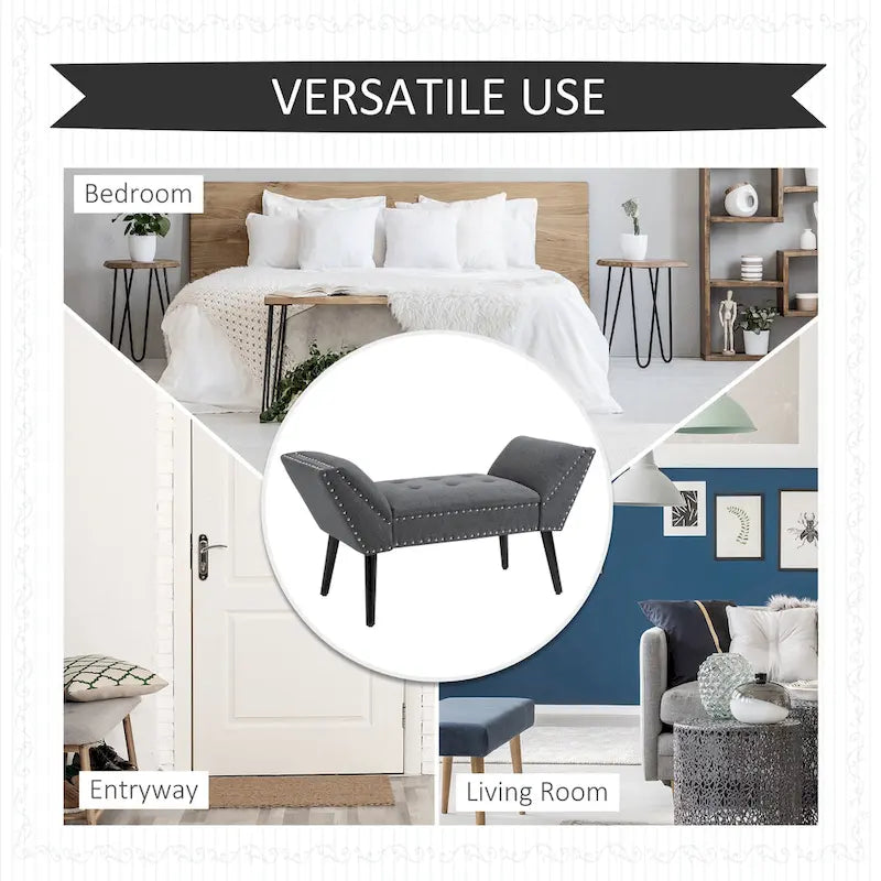 Banc d'appoint/ottoman capitonné en tissu, style moderne, pour chambre à coucher ou salon, par HOMCOM
