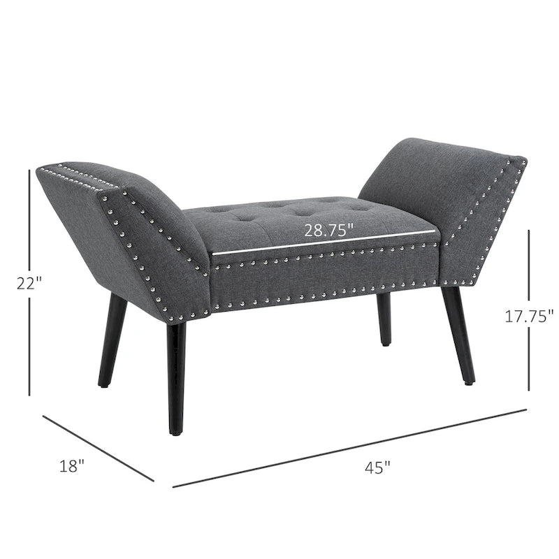 Banc d'appoint/ottoman capitonné en tissu, style moderne, pour chambre à coucher ou salon, par HOMCOM