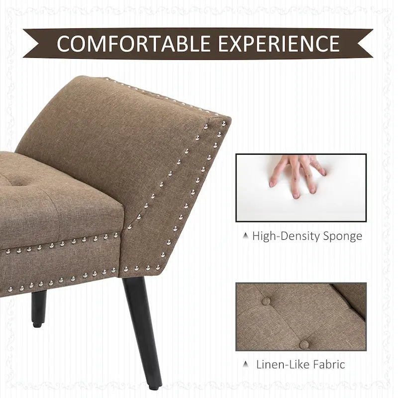 Banc d'appoint/ottoman capitonné en tissu, style moderne, pour chambre à coucher ou salon, par HOMCOM