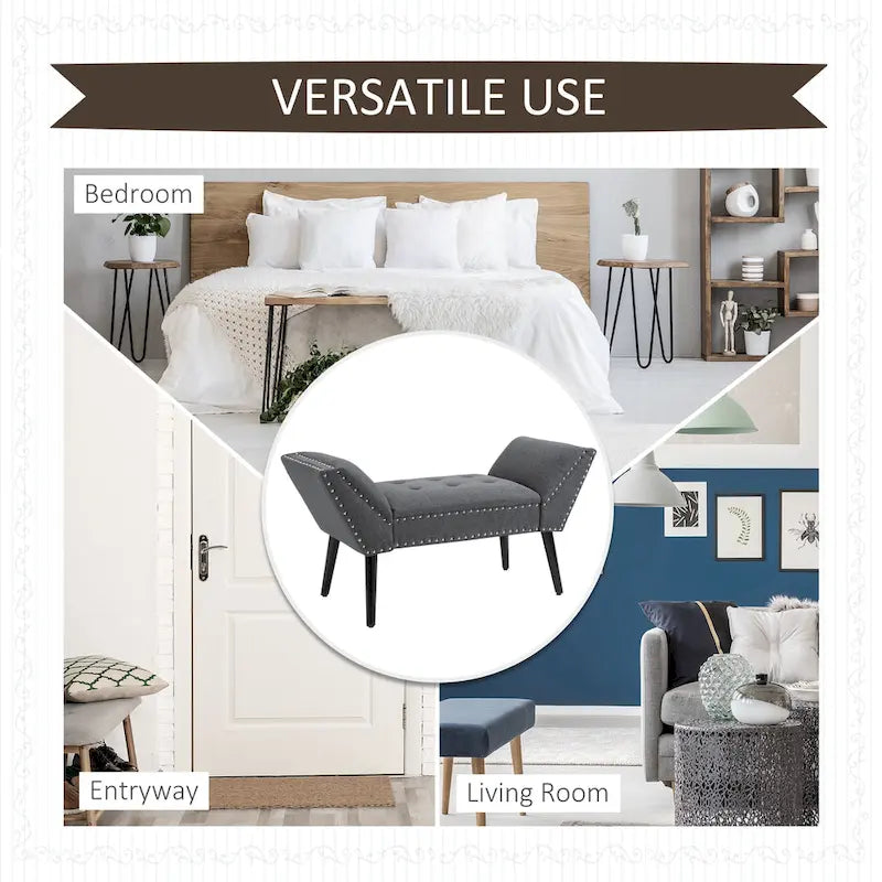 Banc d'appoint/ottoman capitonné en tissu, style moderne, pour chambre à coucher ou salon, par HOMCOM